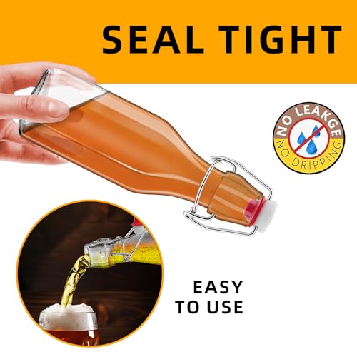 8oz Swing Top Glass Bottles - 2 Pack with Airtight Stoppers