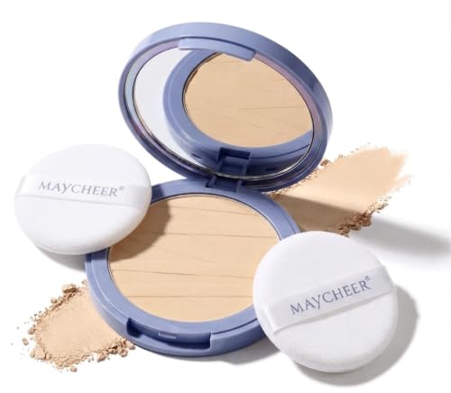 Venysis Oil-Control Pressed Powder Compact with Mirror & 2 Puffs – Natural Beige