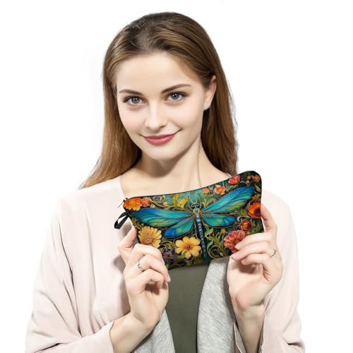 Dragonfly Print Makeup Bag - Portable Cosmetic Organizer