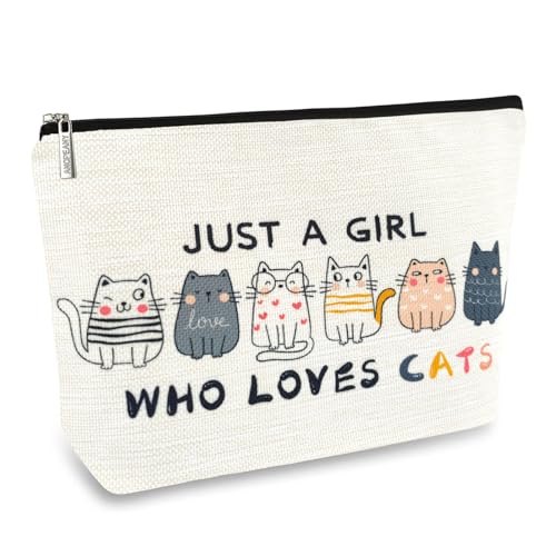 Cat Lover Makeup Bag - Cute Cosmetic Pouch for Women & Teens