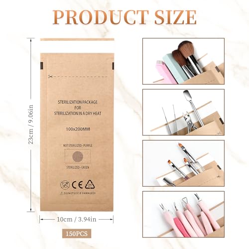 150PCS 100mm x 200mm Self-Sealing Autoclave Pouches for Nail & Tattoo Tools