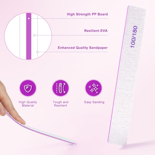 18-Pack Nail Files, 100/180 Grit Double-Sided Emery Boards