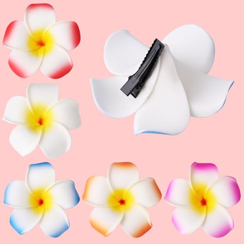 20 Pack Hawaiian Flower Hair Clips - Plumeria Beach Accessories