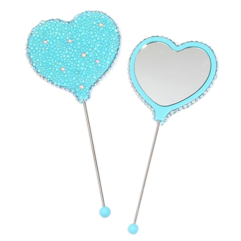 Beadable Heart Handheld Mirrors - 10 Colors with Pearl (10 Pack)