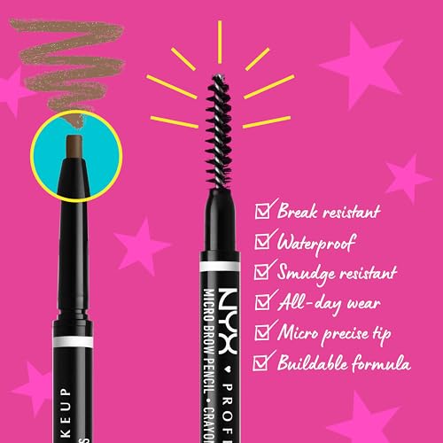 NYX Micro Brow Pencil - Waterproof, Vegan, Rich Auburn