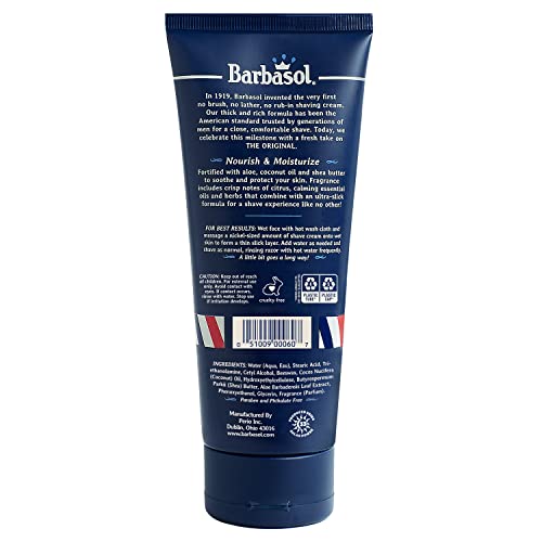 Barbasol 1919 Classic Shaving Cream | Non-Aerosol Shave Cream for Men | Infused With Aloe, Coconut Oil, Shea Butter | Exceptional Glide | Made in the USA, 6 OZ (Pack of 1)