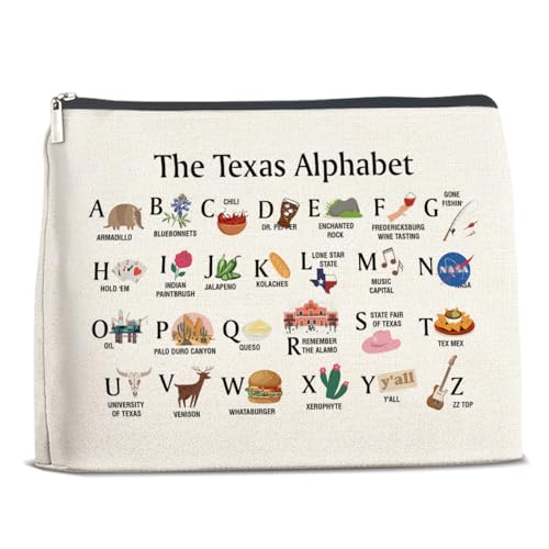 Nurawo E Texas State Makeup Bag Cosmetic Pouch Travel Organizer for Women - Waterproof Polyester, Double-Sided Print