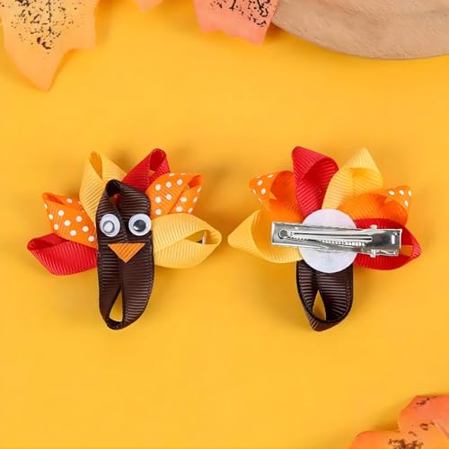 Pvoiue Turkey 2pcs Fall Hair Clips for Girls - Thanksgiving Hair Accessories