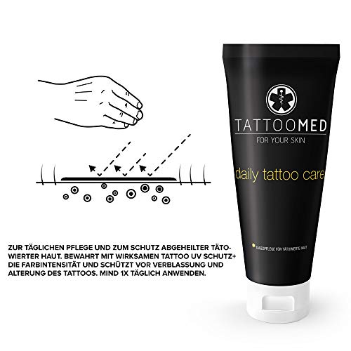 TattooMed Daily Tattoo Care with UV Protection - 100ml Vegan Aftercare for Vibrant Tattoos