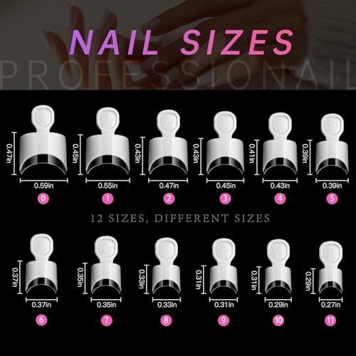 AORAEM 120 PCS Short French Acrylic Nail Tips - 12 Sizes