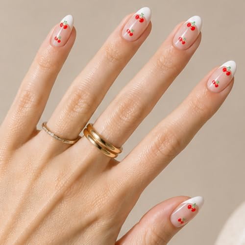 Olive & June Maximalist Press-On Nails Kit - Cherry French, 42 Non-Toxic Nails in 21 Sizes