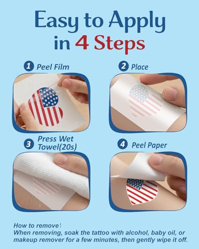 4th of July Temporary Tattoos for Kids - 108 Patriotic Designs