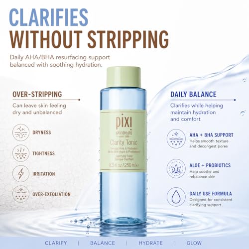 Pixi Clarity Tonic 3.4 Fl Oz - AHA & BHA Salicylic Acid Pore Minimizer