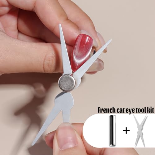 Fcozpjk 8PCS Cat Eye Nail Art Magnet Tool Set with Clips