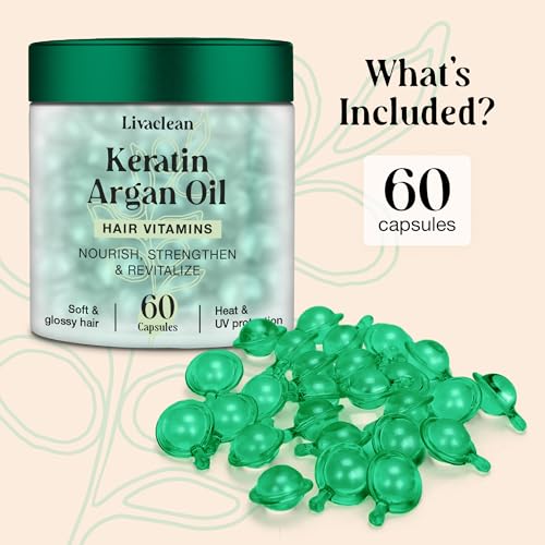 LivaClean Hair Serum Capsules for Frizzy, Damaged Hair - 60 CT