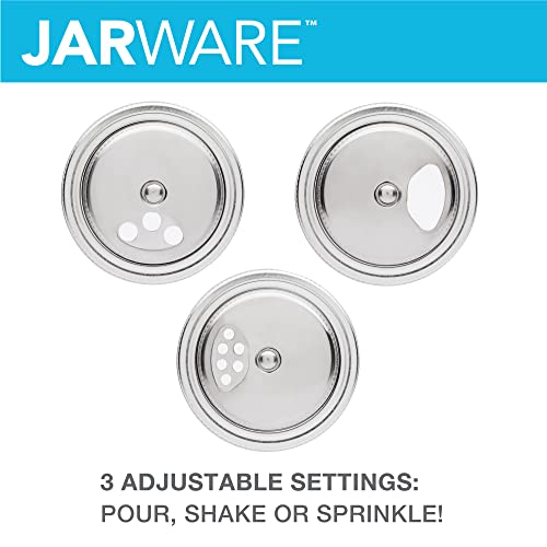 Jarware Stainless Steel Wide Mouth Mason Jar Spice Lid