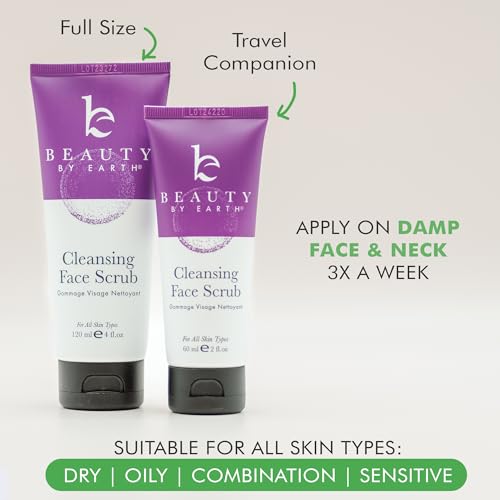 Beauty by Earth Facial Scrub Exfoliator, Organic Face Wash for Sensitive Skin