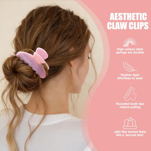 Dwenarry Pink Large Claw Hair Clips for Thick Hair - Non-Slip 4in Model