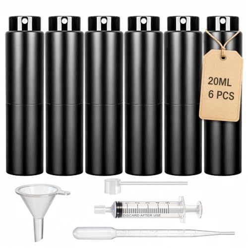 Mezchi 20ml Refillable Perfume Atomizer - 6 Pack Leakproof Travel Sprayer