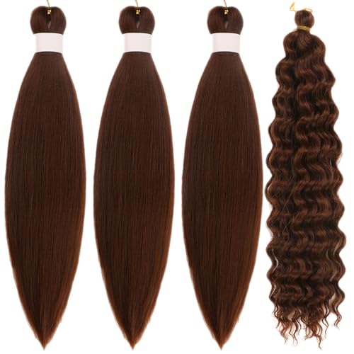 Leticia Brown Braiding Hair Pre-Stretched Short Deep Wave 16 Inch Pack of 4