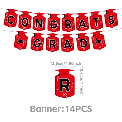 Class of 2026 Graduation Party Decorations Set - Red & Black Theme