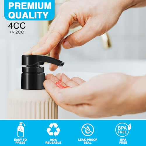 6 Pcs 28/410 Pump Dispenser for Shampoo & Conditioner, Black
