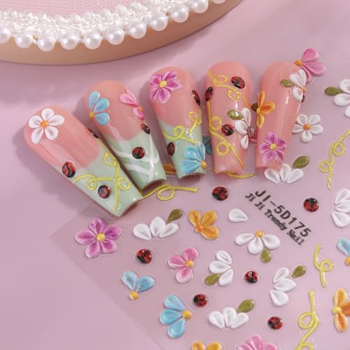 4 Sheets Floral Nail Stickers for DIY Manicure - Spring & Summer Designs