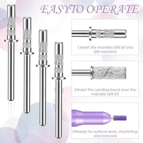 4 Pcs 3mm Mandrel Nail Drill Bits Set for Electric Nail Drills
