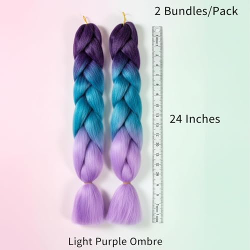 MAQIHAN 24-Inch Jumbo Braiding Hair - Purple Blue Ombre Extensions