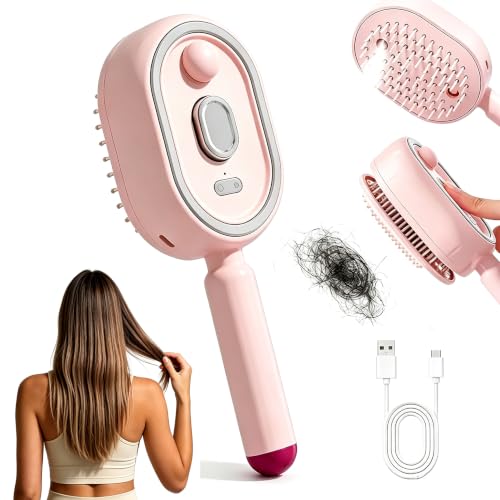 3-in-1 Electric Mist Hair Brush - Self-Cleaning Scalp Massager & Detangler