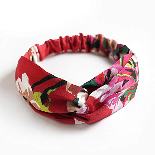 Boho Silk Satin Headbands for Women - 6 Pack Floral Hair Accessories