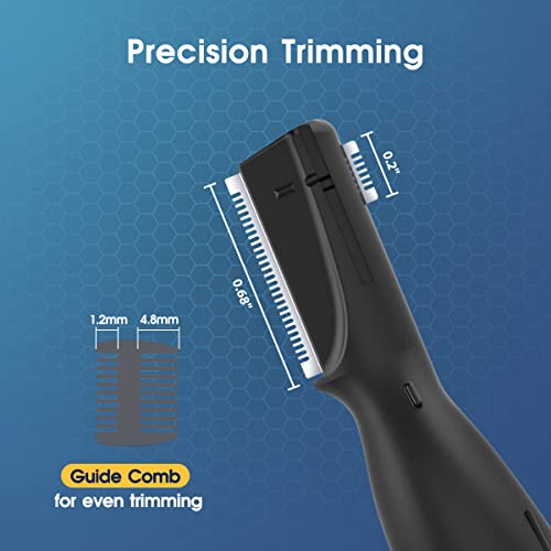 Upgraded Eyebrow Trimmer for Men, Precision Detailer Battery-Operated Eyebrow Razor and Shaper, Electric Facial Hair Trimmer with Comb, Dual-Blade Grooming Tool, No Pulling Sensation