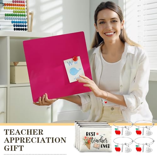 8-Piece Teacher Appreciation Gift Set: 4 Canvas Makeup Bags & 4 Bracelets