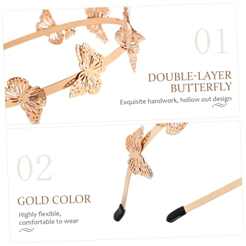 Beaupretty Butterfly Headband Tiara Gold - Vintage Bridal Hair Accessory