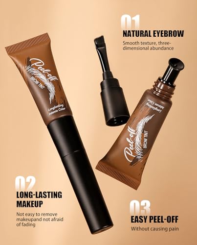 Black Eyebrow Gel Peel Off - Waterproof Temporary Tint for Defined Brows