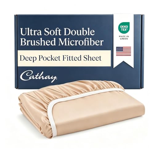 Twin Fitted Sheet - Luxury Soft Microfiber, 14" Deep Pocket, Wrinkle & Fade Resistant, Cream