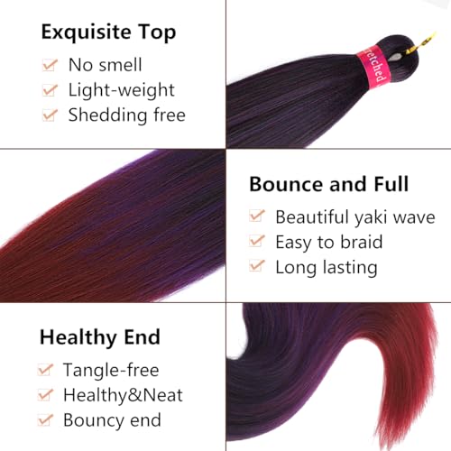 FAYETA 28 Inch Ombre Braiding Hair - Pack of 8 (1B/Purple/Bug)