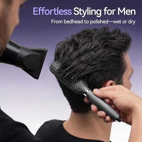 Men's Detangling Hair Brush with Nylon Bristles - Gray