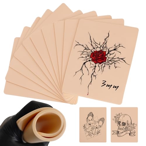 3MM Thick Tattoo Practice Skin - 10P Double-Sided Sheets, 6x8 Inch