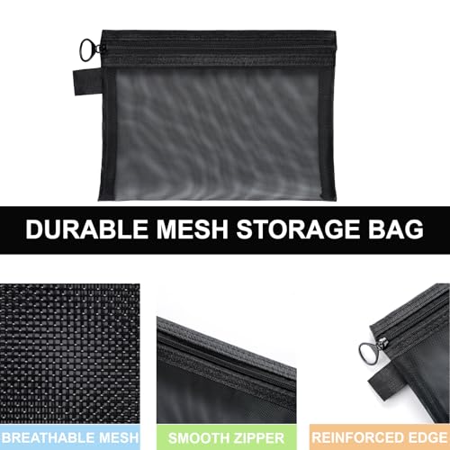 White Mesh Zippered Travel Pouch Set - Quotidian 3 Sizes, Lightweight & Durable
