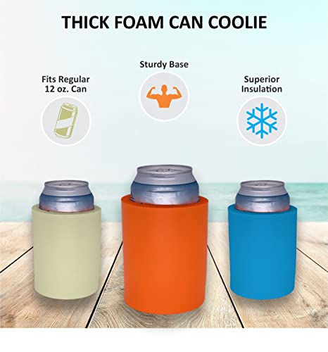 Old School Can Cooler 2-Pack - Thick Foam, Neon Blue