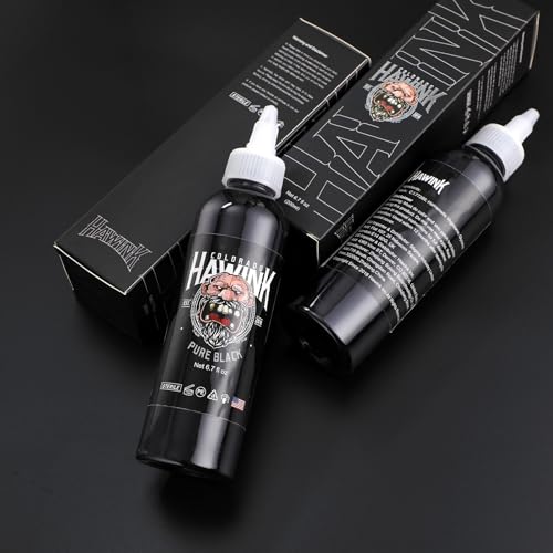 Hawink Vegan Black Tattoo Ink 6.7oz (200ml) Professional Pigment, USA Standard, Pure Black TI963