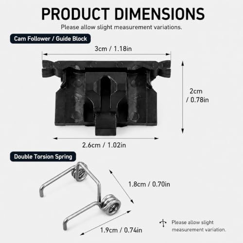 BestRec WAHL Hair Clippers Cam Follower & Double Torsion Spring - Black (Compatibility: 8148, 8504, 8591, 8509, 1919)