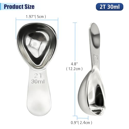 304 Stainless Steel Coffee Scoop Set - 2 Tablespoons, Ergonomic Design