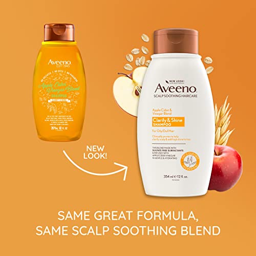 Aveeno Apple Cider Vinegar Shampoo, 12 Fl Oz - Pack of 2 | Scalp Soothing