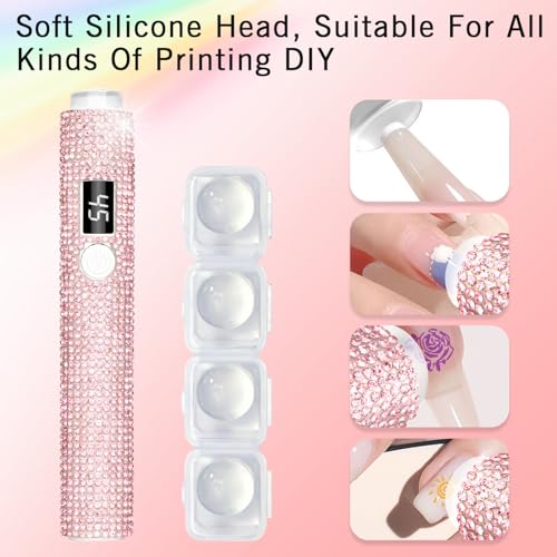 Peccera Pink Diamond Portable UV Nail Lamp - Rechargeable Cordless Mini Gel Polish Dryer for DIY Manicure