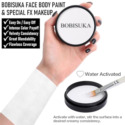 BOBISUKA Water-Based Face & Body Paint Kit - 18 Shades for Halloween & Cosplay