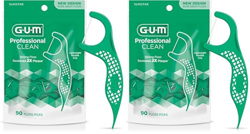 GUM Professional Clean Floss Picks - Mint Flavored, 90 Count