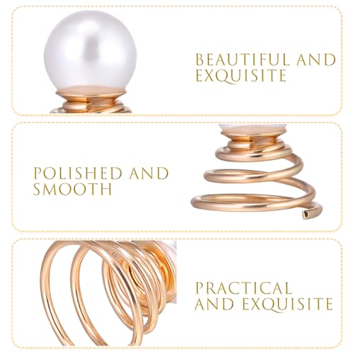 Luxshiny Pearl Spiral Hair Pins - 12 Gold Coil Hair Accessories for Women