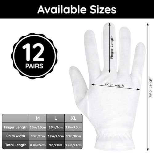 Segbeauty Large 24-Count Moisturizing Cotton Gloves for Dry Hands
